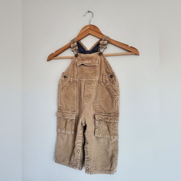 Osh Kosh B' gosh Kids Tan Overalls Flannel Lining Size 12 months - Picture 3 of 10